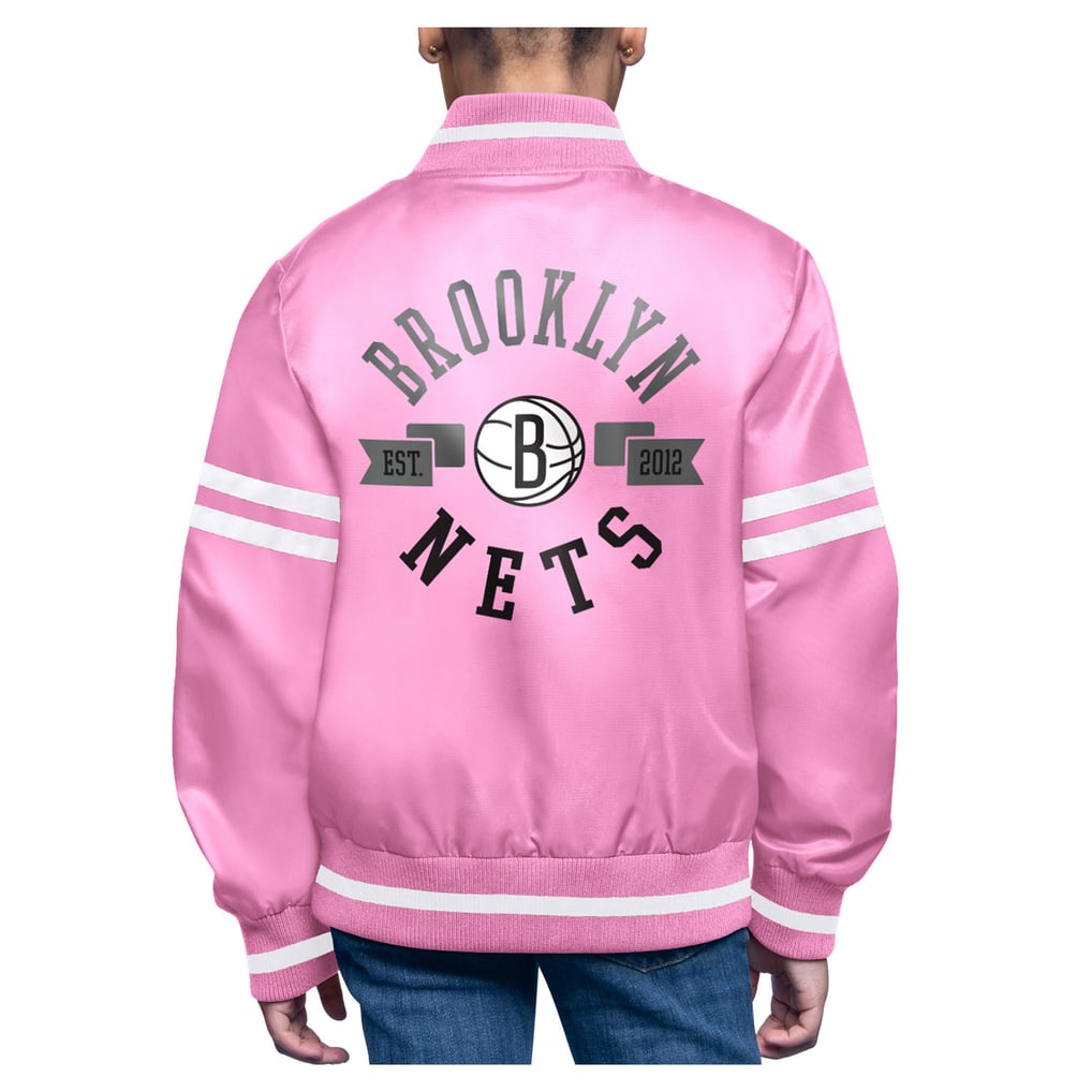  Brooklyn Nets Starter Youth Printed Logo Varsity Satin Full-Snap Jacket - Pink